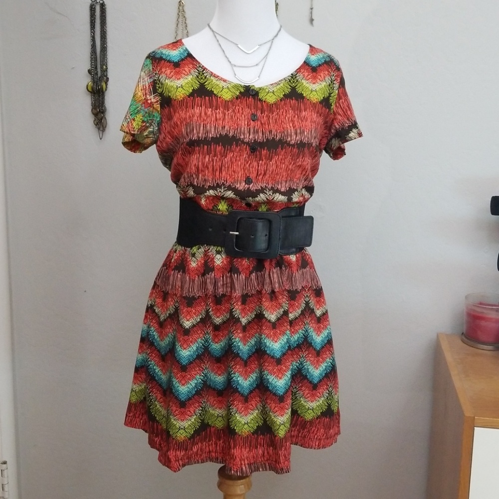 Modcloth Rainbow Spirograph Pattern Dress